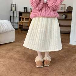 Children's Girls Skirts 2025 Autumn Winter Korean New Toddler Skirts Solid Cotton-padded Girl's Casual Thickened Skirts