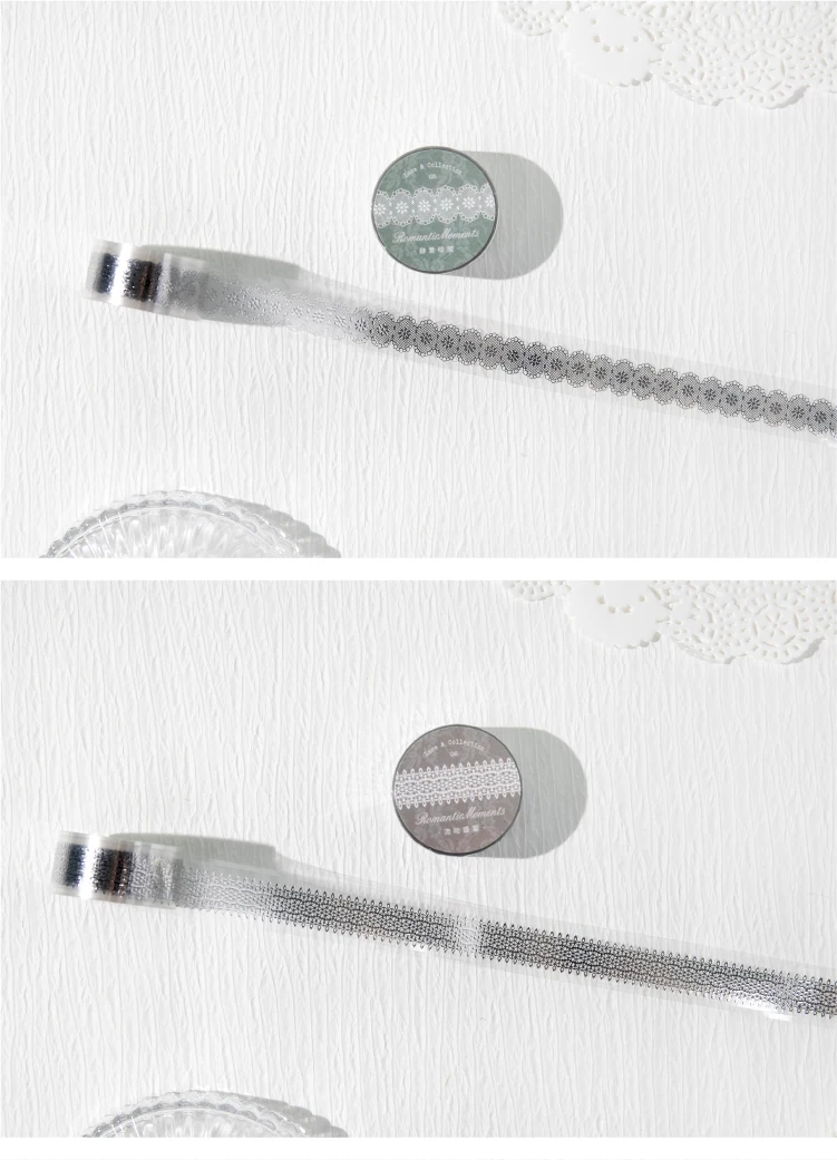 Journal GO 1,8cmx2m Romantisches Spitzenband Vintage Spitzen-Landschaftsmaterial Collage PET-Band Kreatives DIY Journal Schreibwaren-Aufkleber – Detail 10