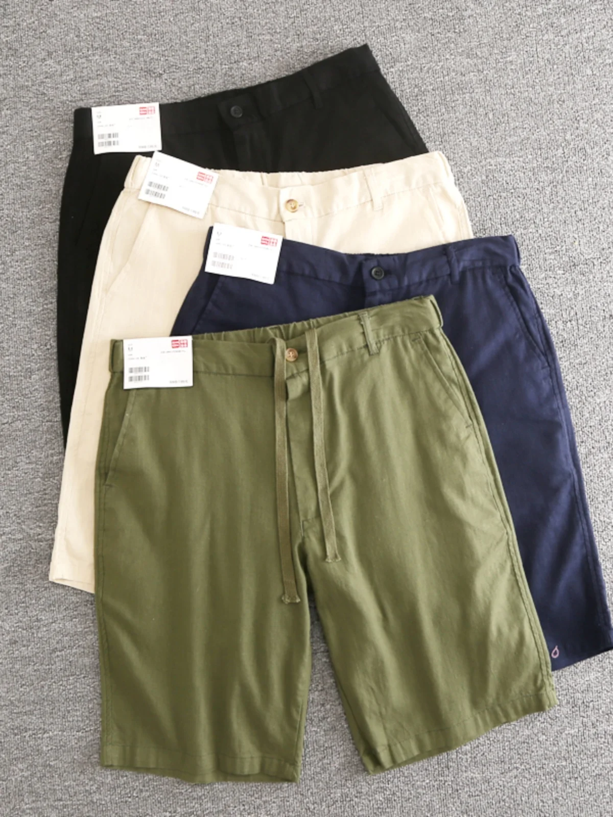 

Высококачественные летние тонкие льняные дышащие повседневные мужские брюки-капри со средней посадкой, прямые, свободного кроя