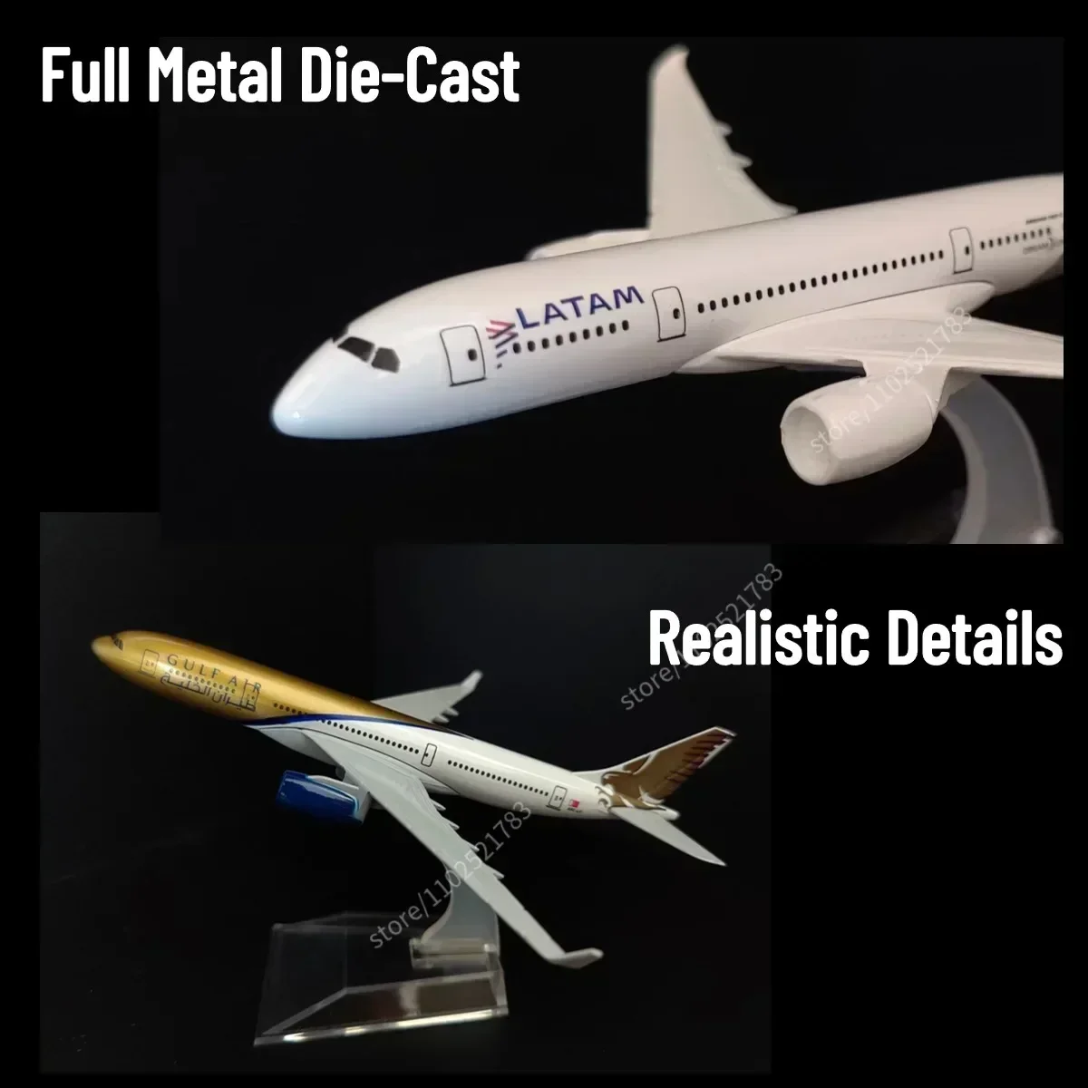 1:400 Gulf B787 Diecast Aircraft Replica Scale Boeing Airbus Plane Model Aviation Figure Children Kid Toy for Boy