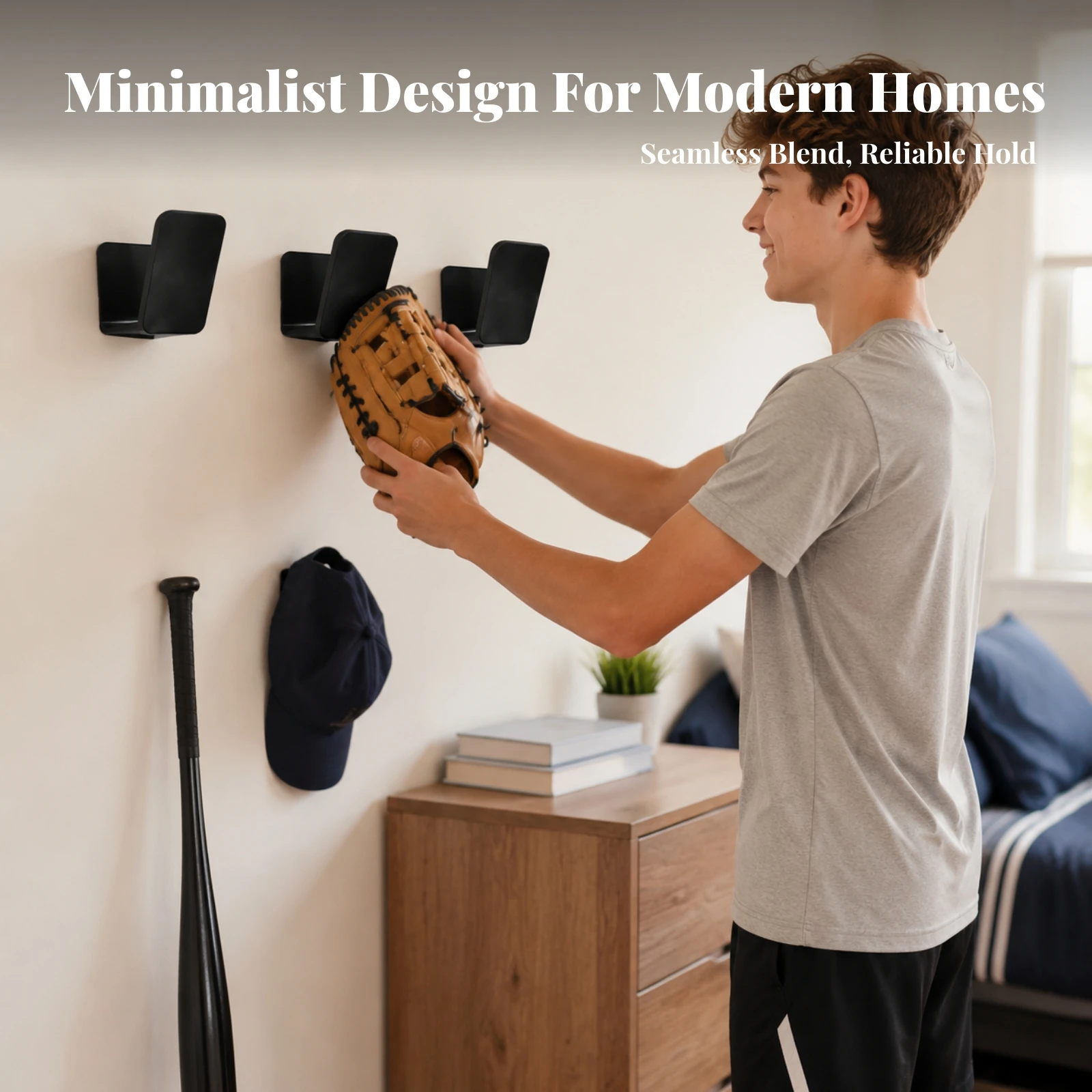 4 Pieces Baseball Glove Holder Vertical Glove Wall Mount Open Lightweight for Collectors, Garage, Game Room