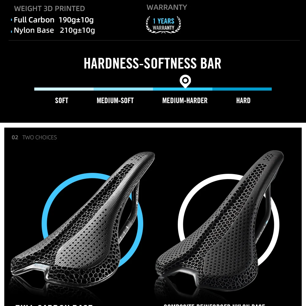 RYET Ultraleichter Carbon 3D-Gedruckter Fahrradsattel 190g/210g 7*9 Fahrrad-Sitzkissen für Rennrad MTB Mountain Gravel Radzubehör – Detail 5