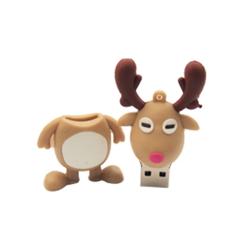 Árvore de Natal e Elk Deer USB Flash Drive, Cartoon Memory Stick, Presente Criativo, U Disk, 4GB, 8GB, 16GB, 32GB, 128GB