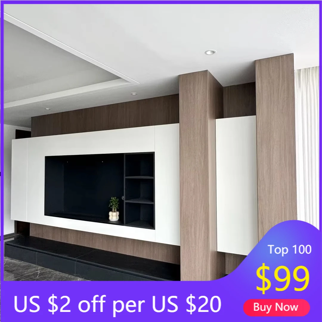 

STLF Modern Home Living Room TV Cabinet with 3 Compartment MDF Wood Panel Storage for Bedroom Dining Office or Hotel Use