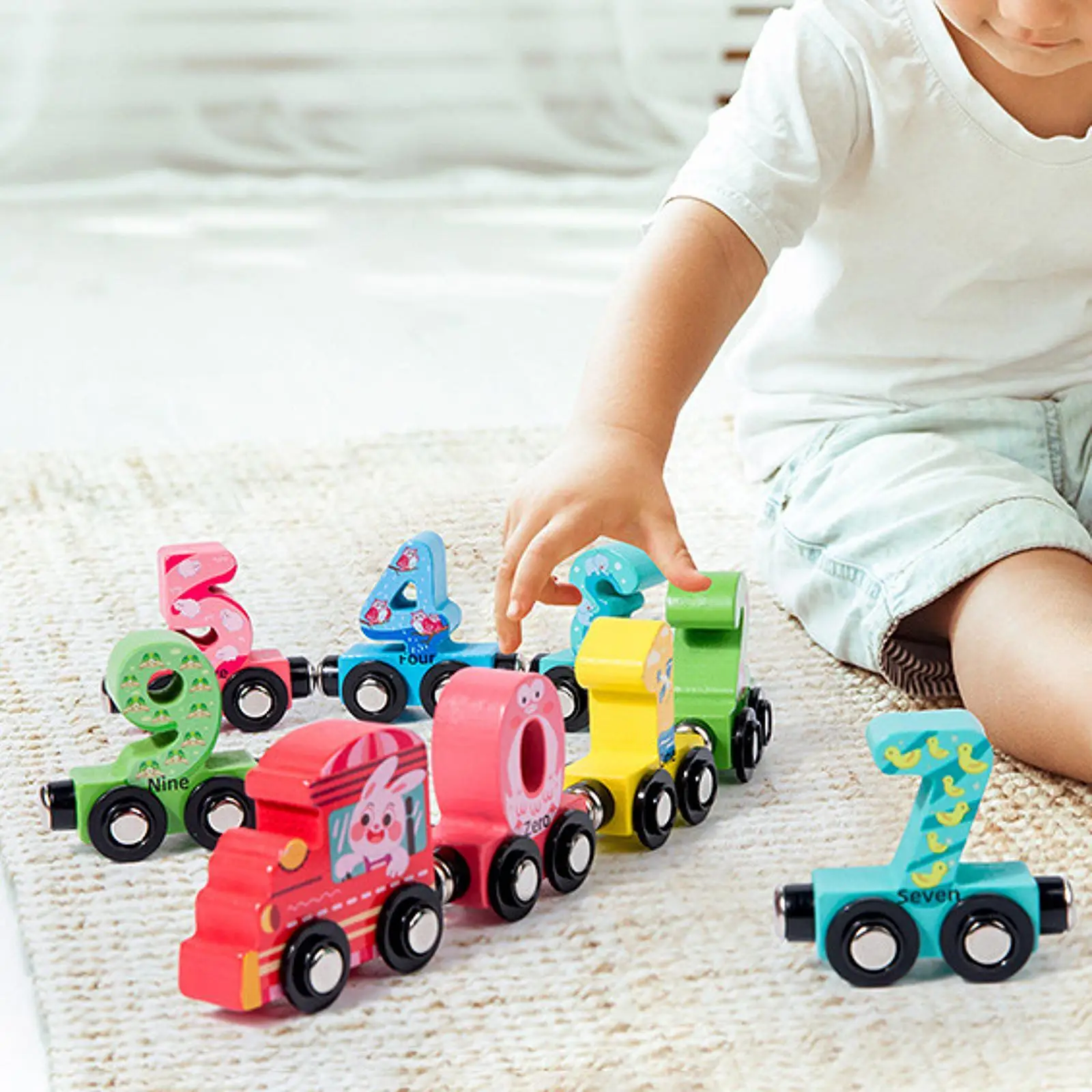 Magnetic Number Train Set Kids Toy Decor Playset Holiday Gift Educational Toy Cars for Toddlers Children Kids Girls Boys Home