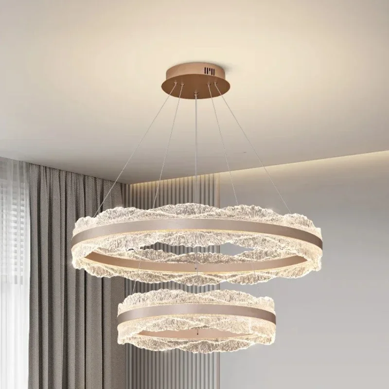 Nordic Wave Ring Acrylic LED Pendant Lights for Living Dining Table Room Bedroom Minimalist Design Dimmable Lusters Luminaires