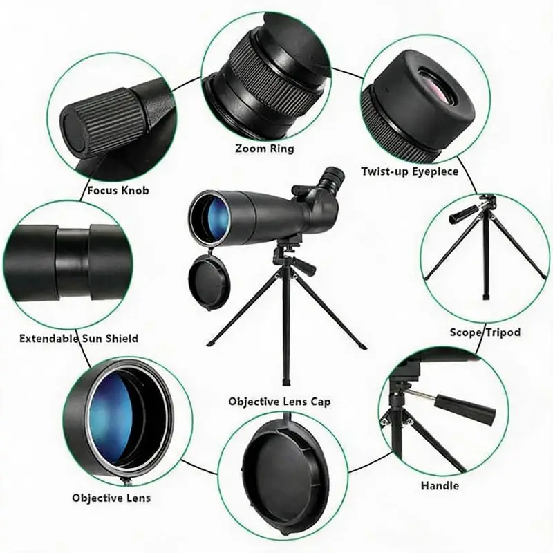 Waterproof and Anti-fog Multi-layer Coated Monocular Telescope 20-60x80 Bird Watching Shooting Outdoor Portable High Definition