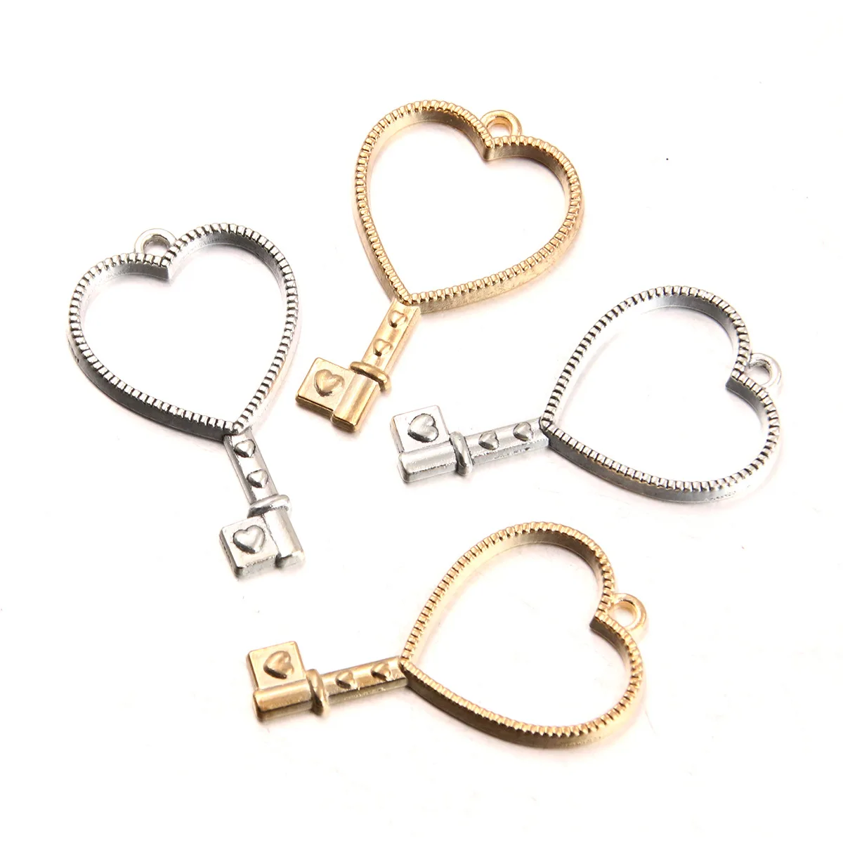 5PCS 25 * 42mm Two-Color Optional DIY Jewelry Heart Pendant Charm Accessories Hollow Drip Glue Frame