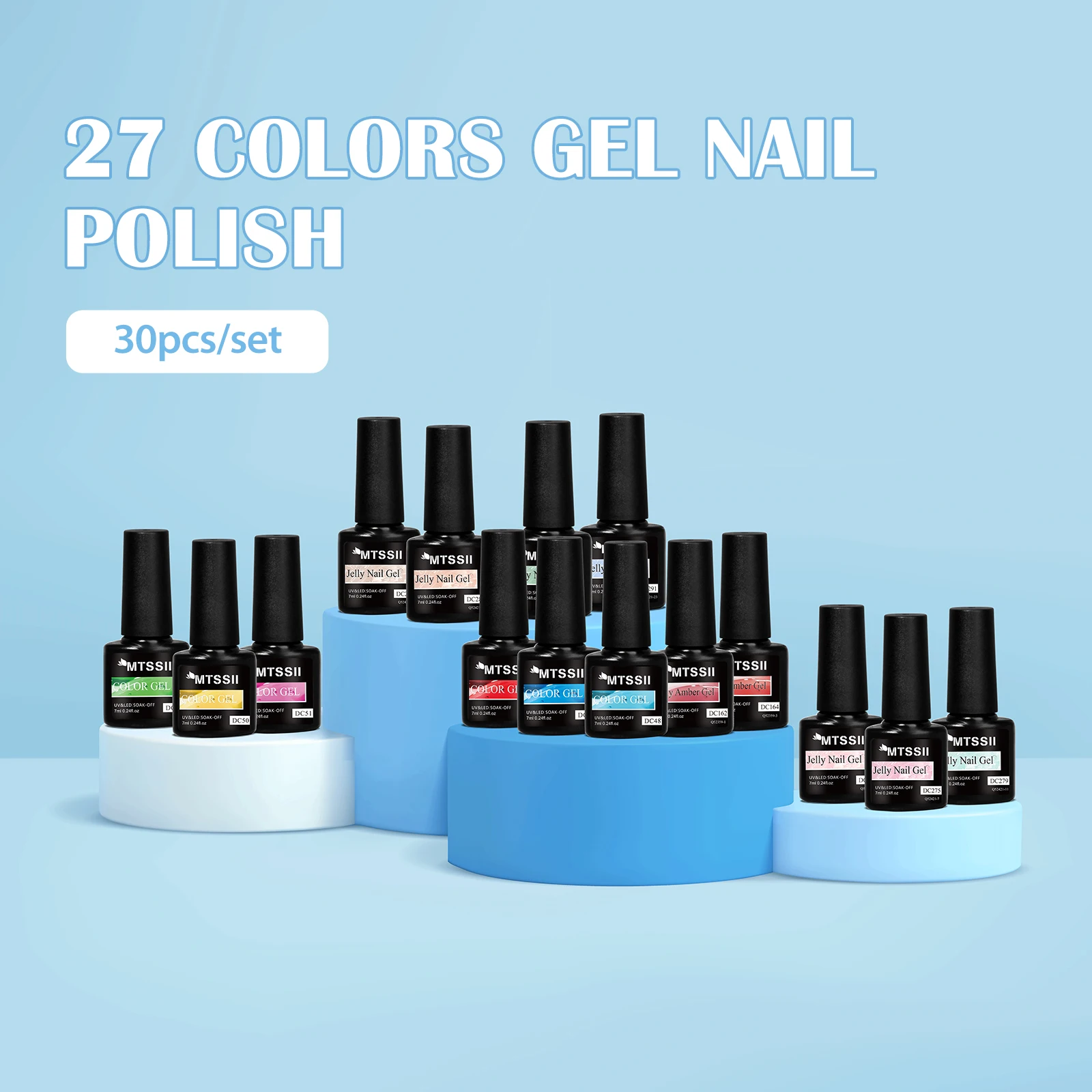 30 قطعة جيلي جيل للأظافر مجموعة طلاء 27 لون وقاعدة جل ، معطف فوقي ، معطف فوقي غير لامع هيما الحرة لتقوم بها بنفسك مسمار الفن لوازم الأشعة فوق البنفسجية/LED الورنيش كيت #4