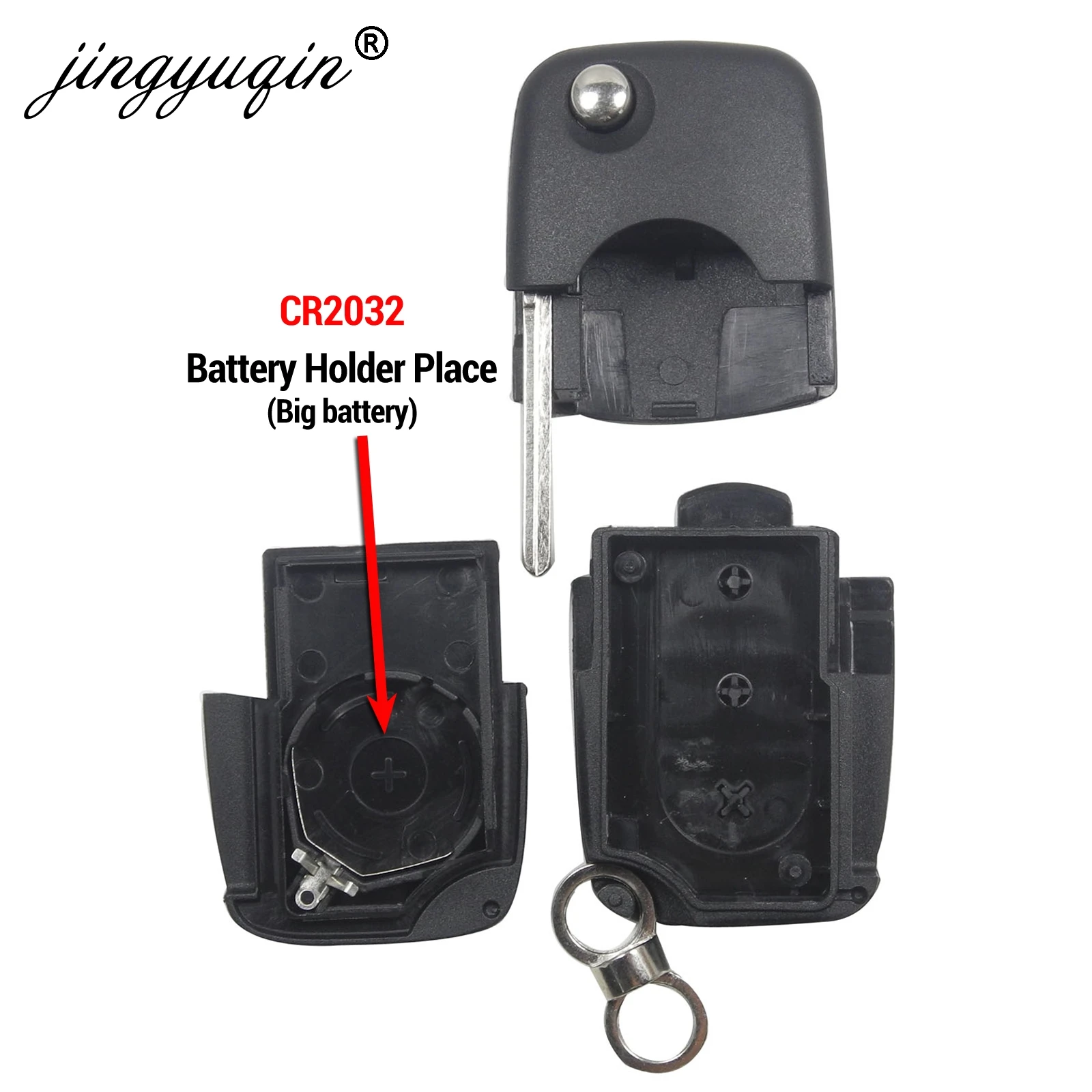 jingyuqin Replace 2/3/4 Buttons Flip Car Key Case Shell Fob For Audi TT A2 A3 A4 A6 A8 TT Quattro +Blade CR1620/CR2032 Holder