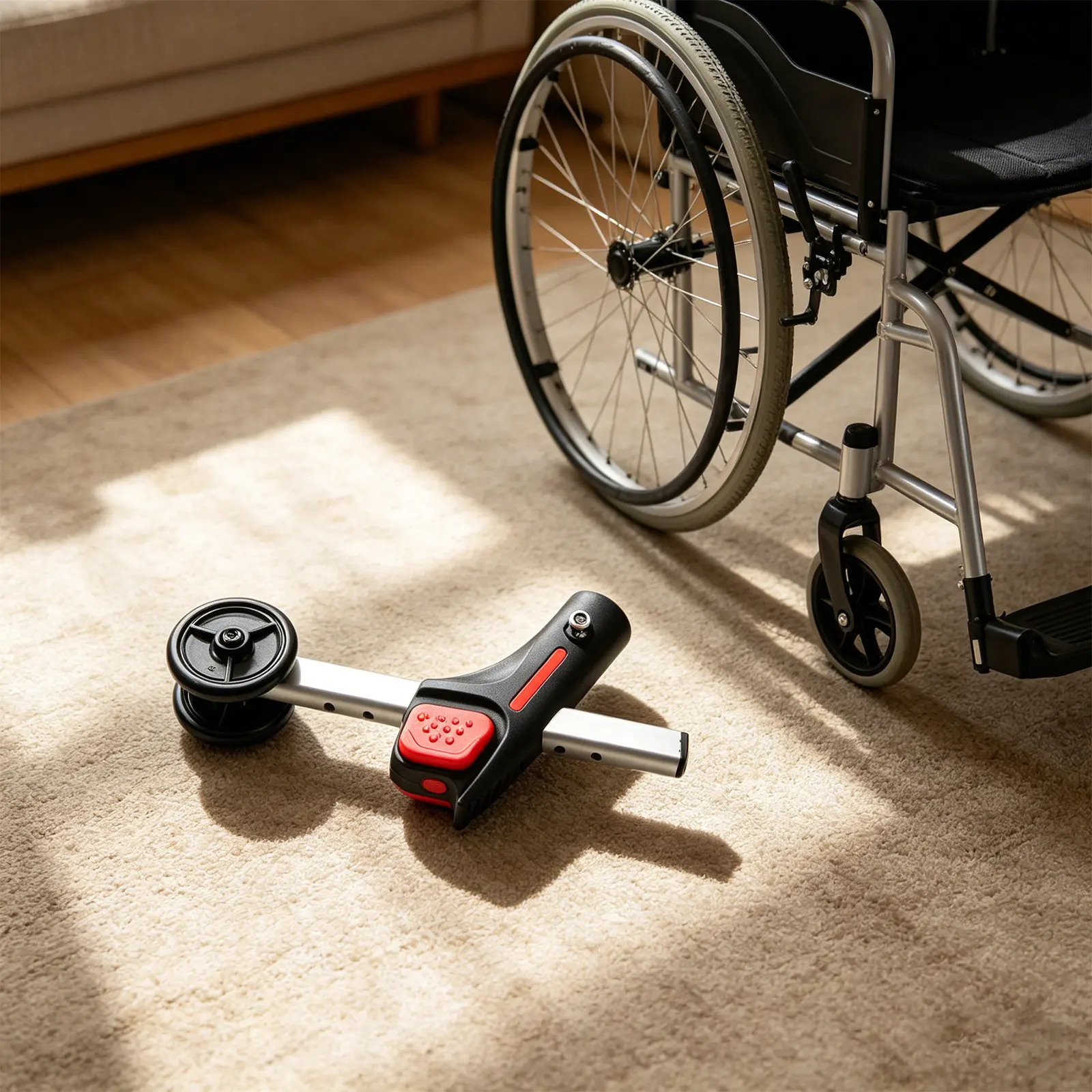 車椅子用転倒防止キャスター2個セット。調整可能な後部安定装置付き。移動補助具。転倒防止アクセサリー。車椅子用安全部品。