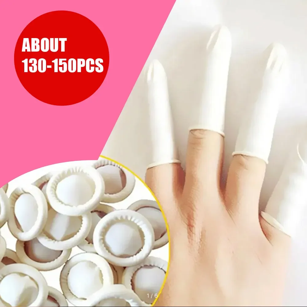 About 130-150pcs Disposable Household Latex Finger Covers White Powder Free and Dust-free Embroidered Anti-static Finger Covers