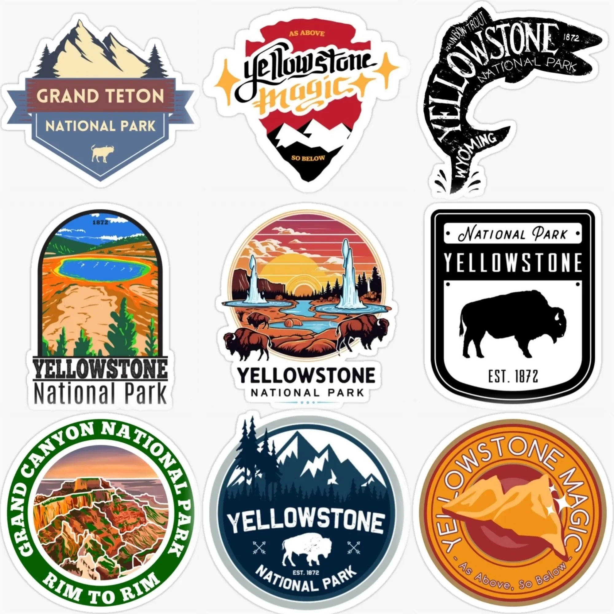 

Yellowstone National Park Mountain Creative PVC Sticker for Decorate Car Bicycle Van Truck Helmet Bumper Decal Accessories
