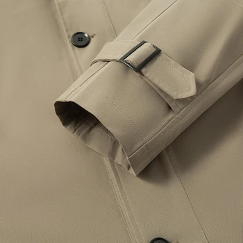 High-quality Men's Business Casual Windbreaker, Solid Color Daily Windproof Long Jacket, Elegant British Style Coat. 5