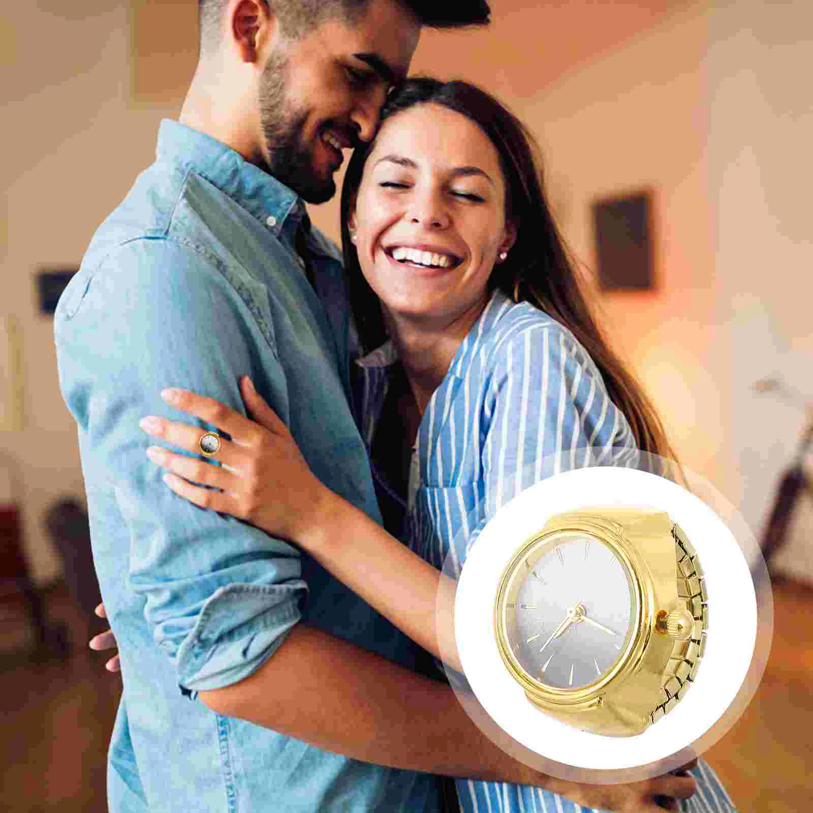 Ring Watch Fashion Finger Quartz Elastic Watches Festival Gift Vintage Rings Round