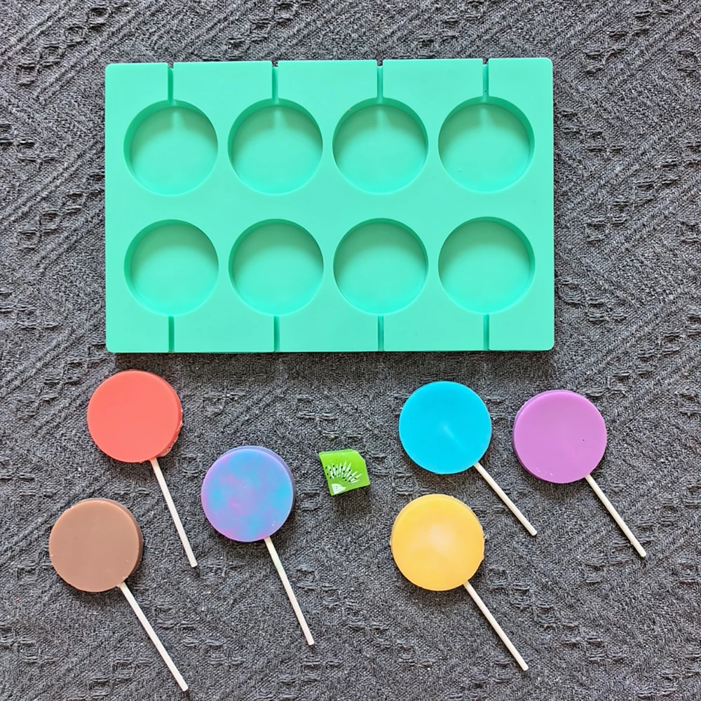 1 قطعة 8-تجويف مصاصة دائرية الشوكولاته الخبز كوكي قالب من السيليكون DIY بها بنفسك الشوكولاته الحلوى بودنغ كعكة زينة زخرفية