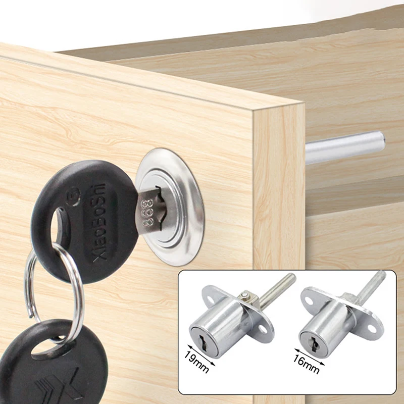 16/19mm Cabinet Lock Zinc Alloy Furniture Desk Draw Pedestal Lock Office Home Filing Cabinet Lock With 2 Keys