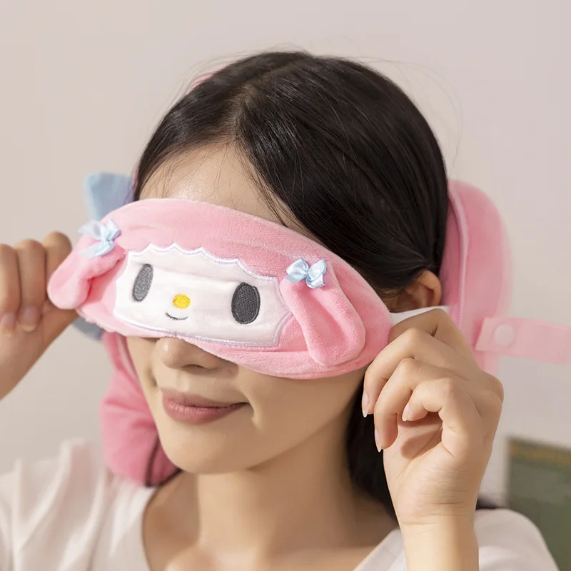 Kawaii Sanrio Neck Pillow Eye Mask Sleep Cartoon Anime Kuromi Cinnamoroll Cute Travel Neck Pillow Office Nap Pillow Prone Pillow