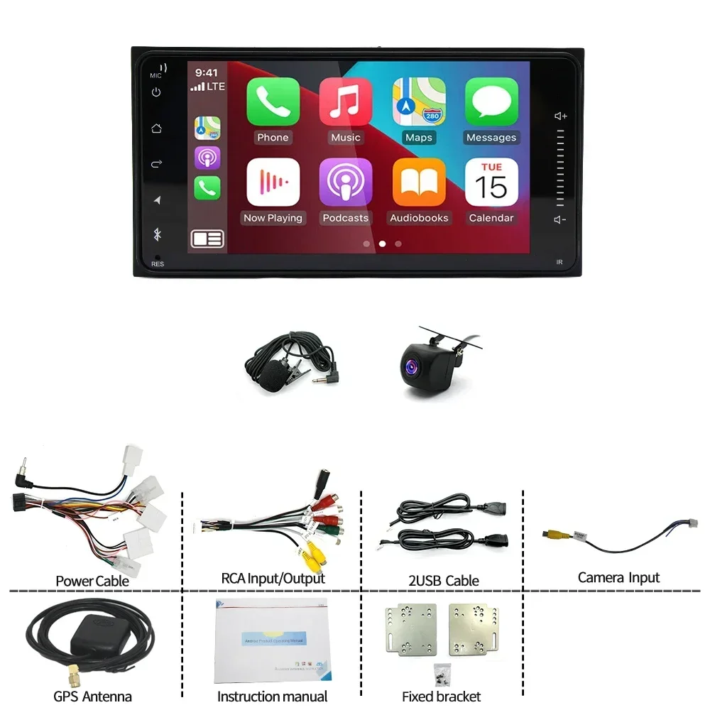 7in ثنائي اللمس Android13 ملاحة السيارة المدمج في Carplay + Android auto/4 + 64G + كاميرا AHD + ميكروفون لتويوتا برادو 2002-2009 #1
