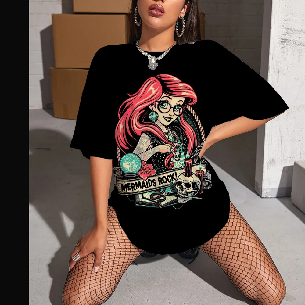 Disney Princess print Tees Casual Street Frozen Camisetas Woman Clothing Summer Short Sleeve Women T-Shirt Ropa De Mujer Ofertas