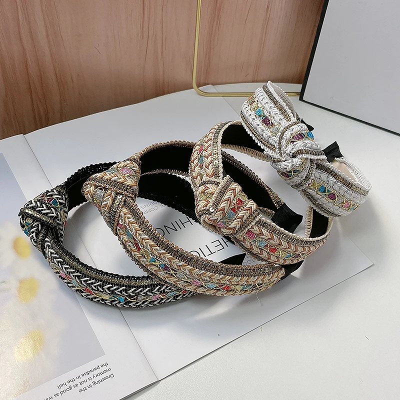 New Style Knotted Headband Knitting Hair Band Braided Headdress Retro Hair Accessories For Women