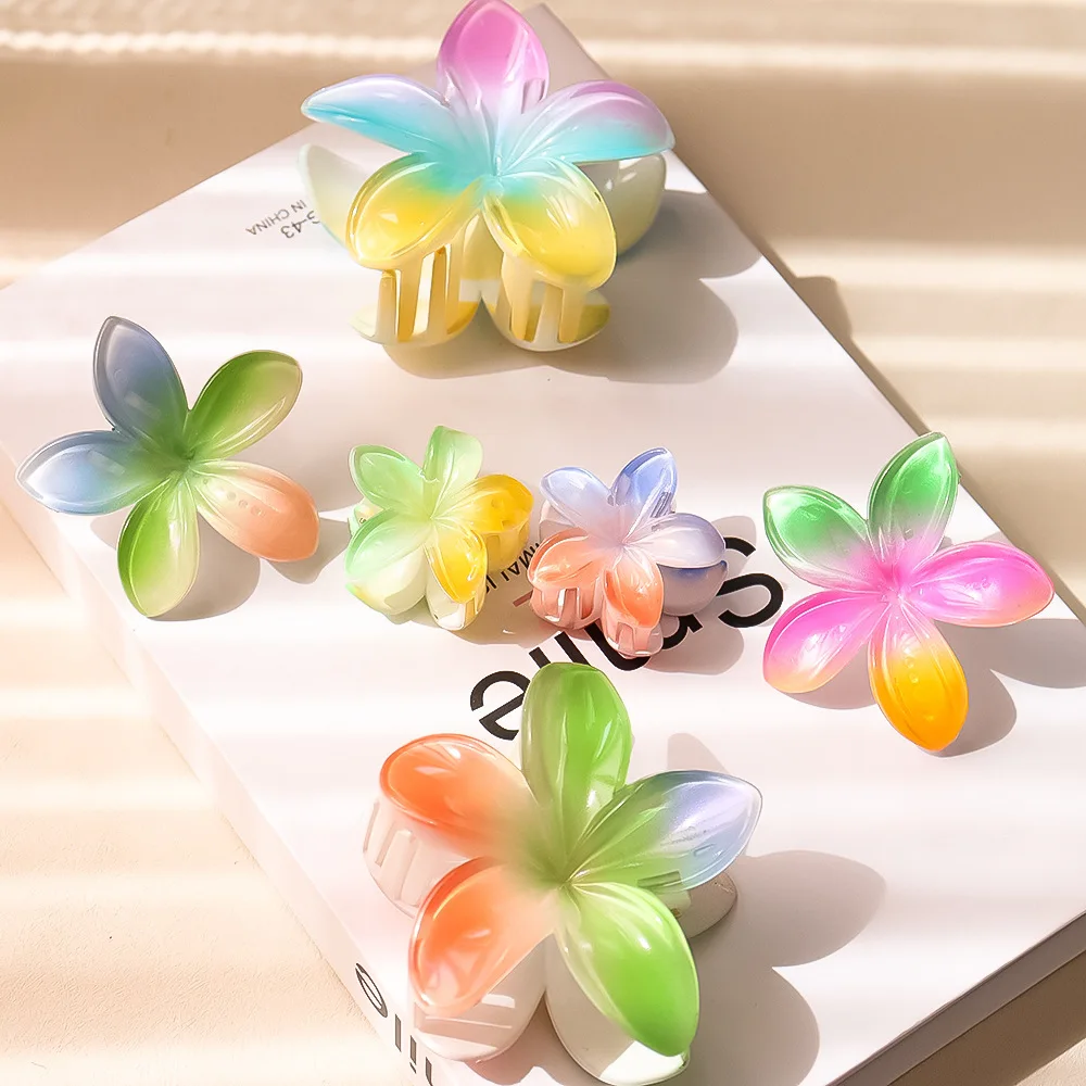 

Colourful Gradient Egg Flower Hair Clip Women's Back of the Head Summer Retro Grab Clip Fashion Sweet Hair Accessories