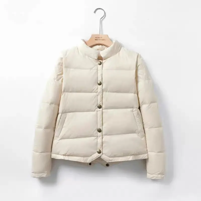 Women White Duck Down Jacket Baseball Coat Casual Autumn Winter Short Outwear for Female Fashion
