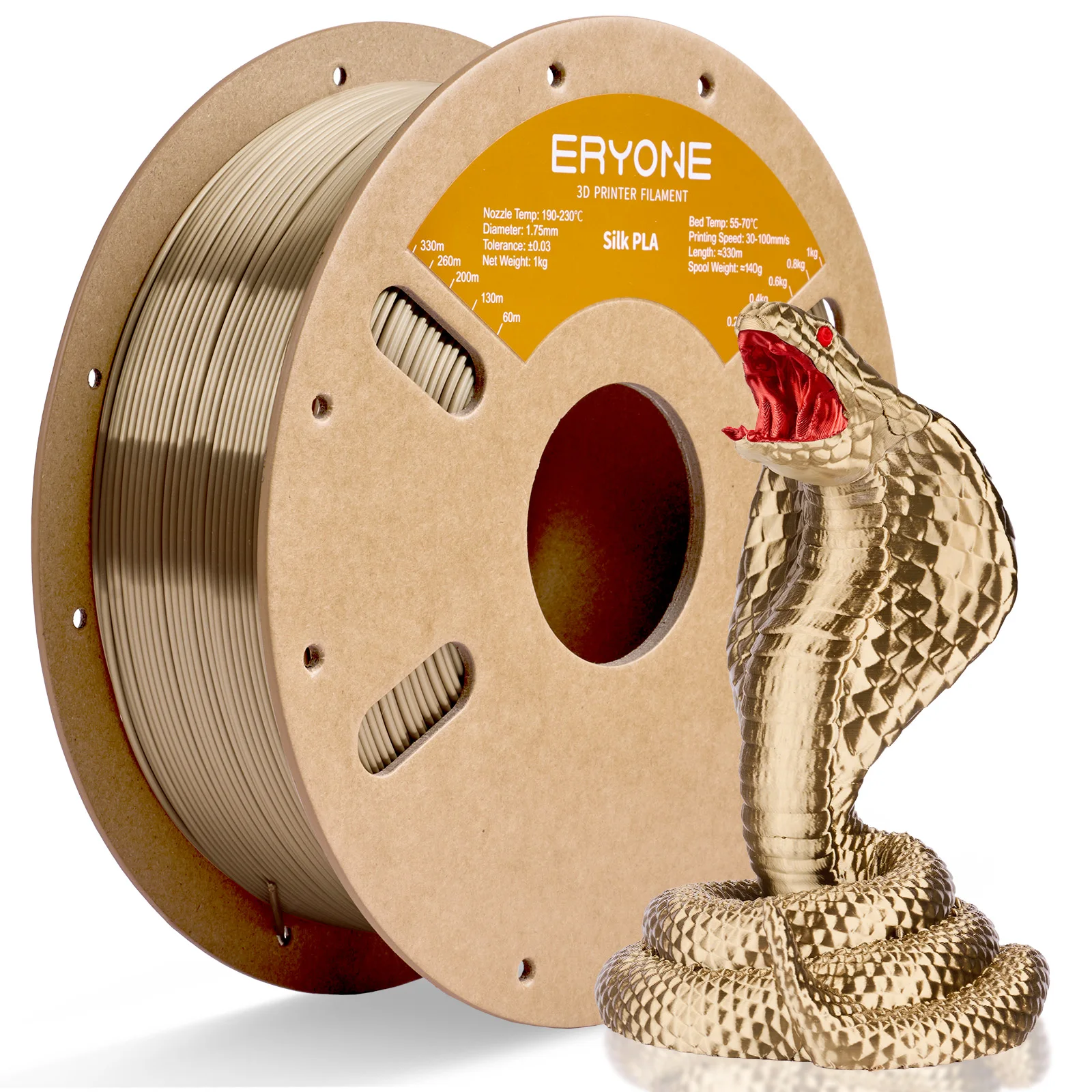 ERYONE 1KG Seide PLA 3D-Drucker Filament 1,75mm, Premium Seide Glänzende Oberfläche Einfarbig, Glänzende Glatte Oberfläche 1kg Spule