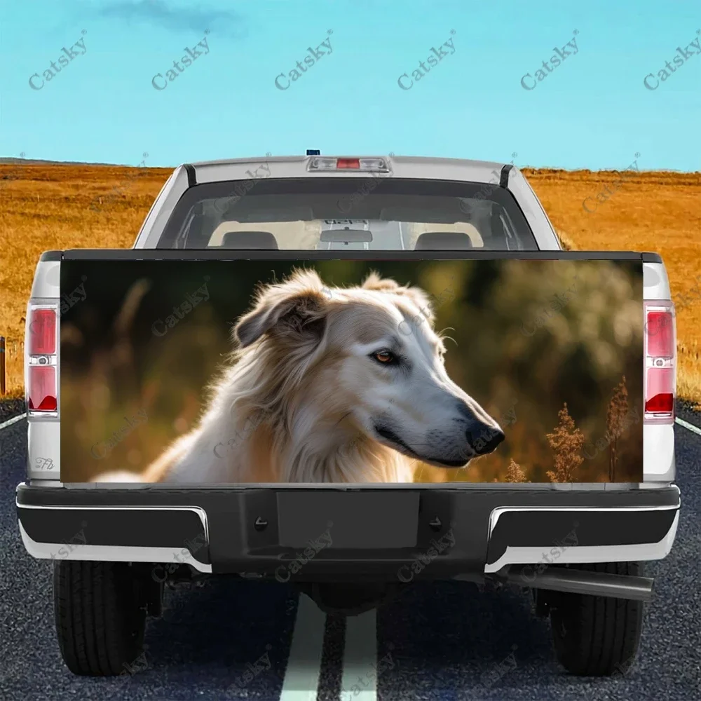 

Borzoi Dog Truck Tailgate Wrap Professional Grade Material Universal Fit for Full Size Trucks Weatherproof &Car Wash Safe