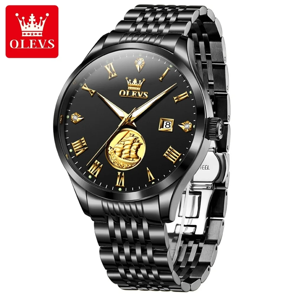 OLEVS 6696 Stainless Steel Automatic Mechanical Watch for Men Fashion Sailing Design Wristwatch Luxury Original Brand Man Watch