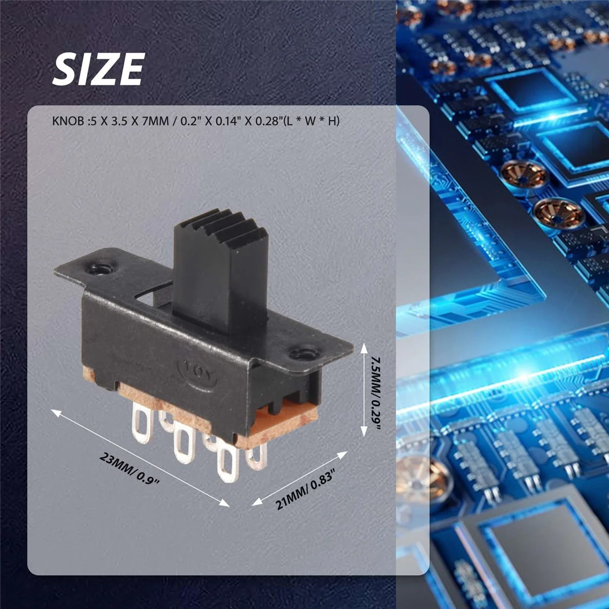 Mini interruptor deslizante de montaje en Panel, terminal de soldadura DPDT 2P2T de 2 posiciones, 10 piezas, SS22F25-G7