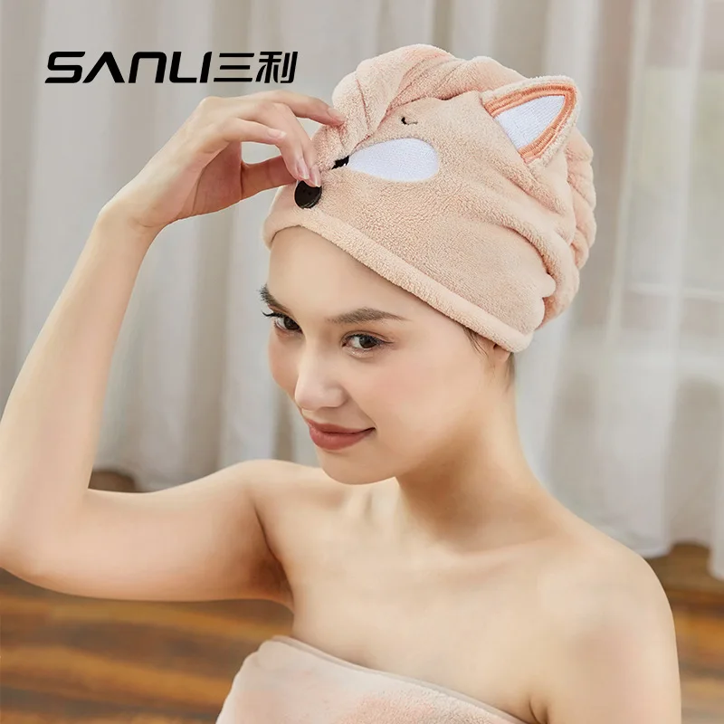 Soft Special Dry Hair Cap Towels with Coral Velvet Panda Microfiber Hair-drying Towel Bath Caps Strong Absorbing Drying for Kids