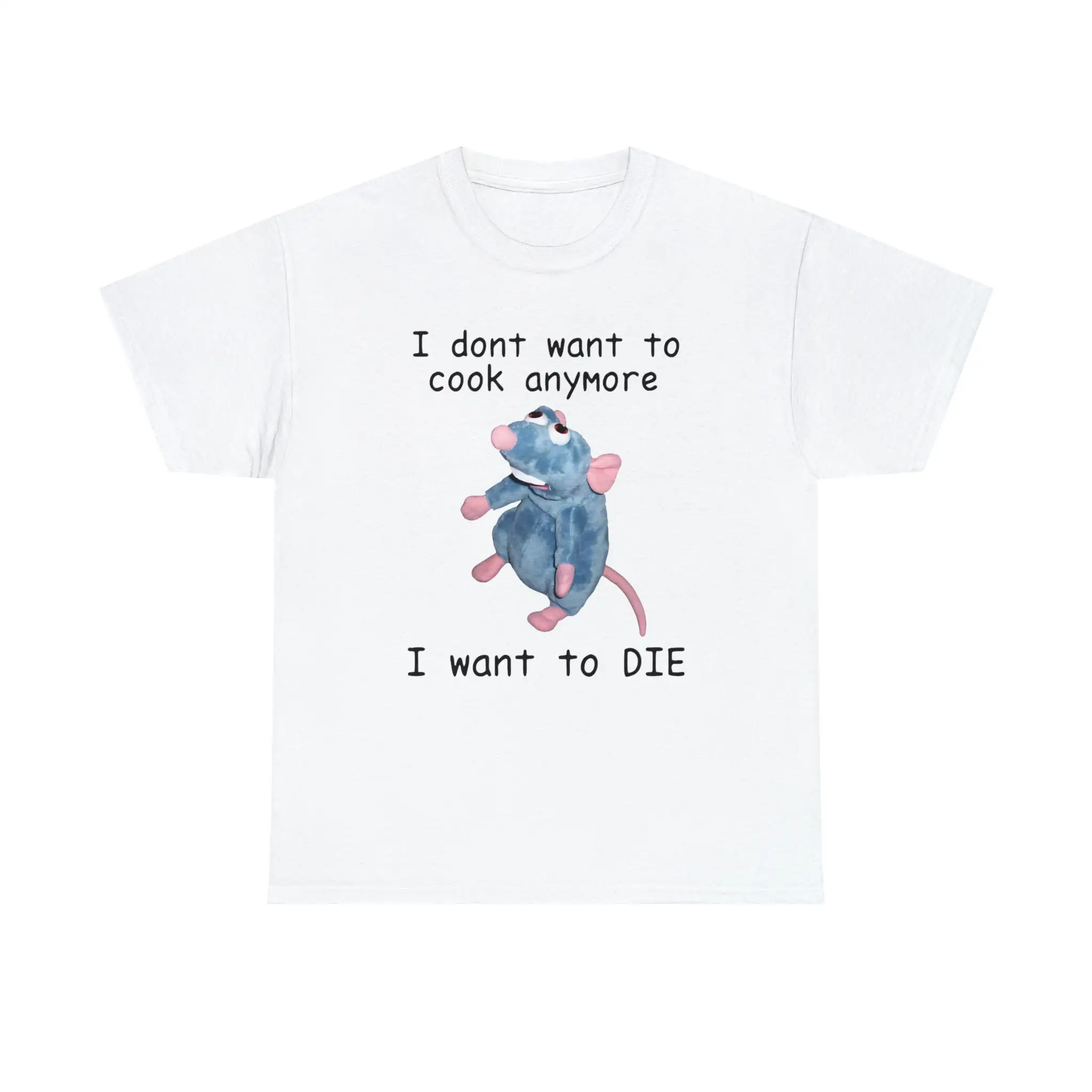 I dont want to cook anymore die shirt ratatouille meme tee sad rat merch