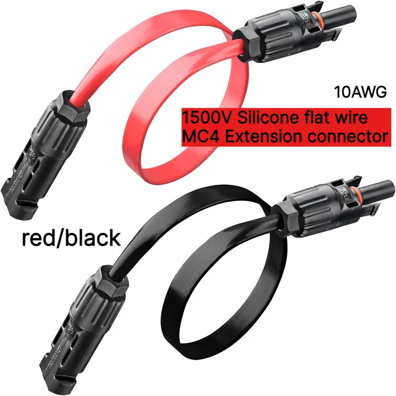 10AWG Silicone Flat Wire Solar Extension Connector with 90 Degree Bendable Flat Copper Busbar for Solar PV Connection