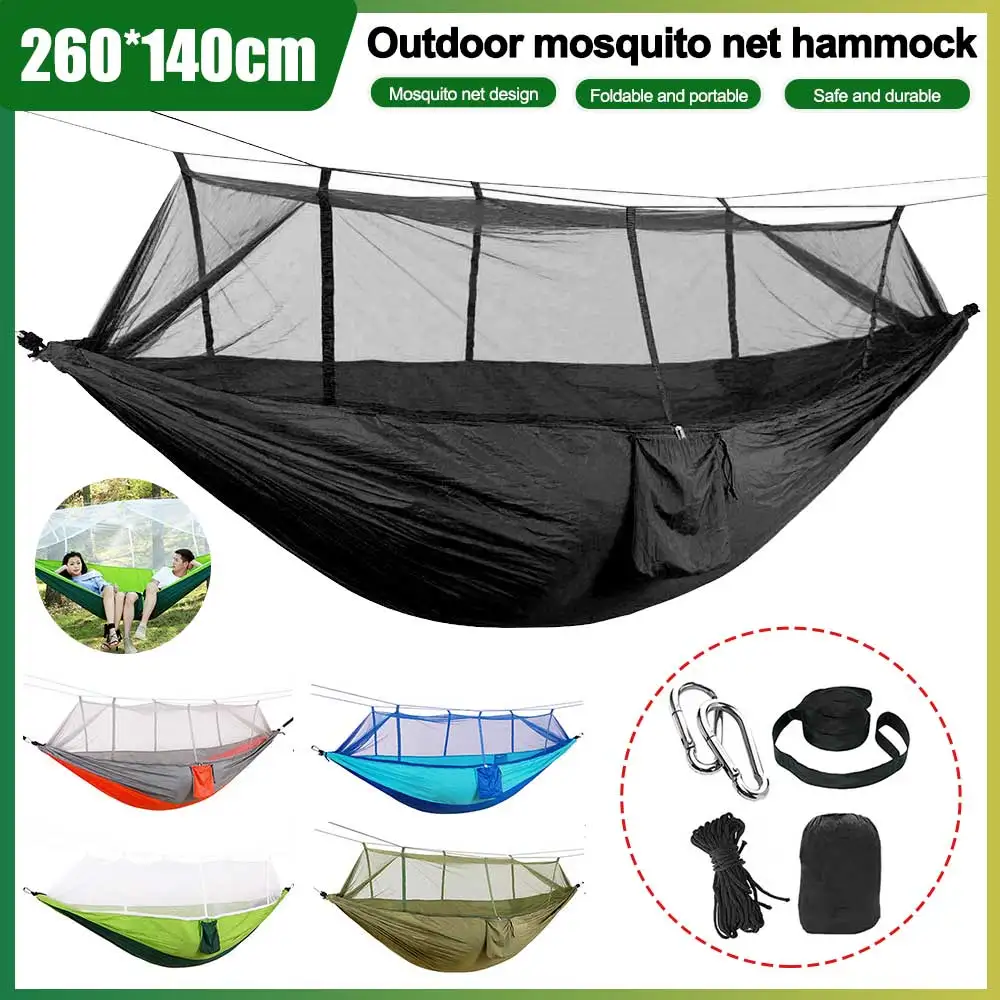 

Automatic Quick-opening Mosquito Net Hammock Outdoor Camping Pole Hammock swing Anti-rollover Nylon Rocking Chair 260x140cm