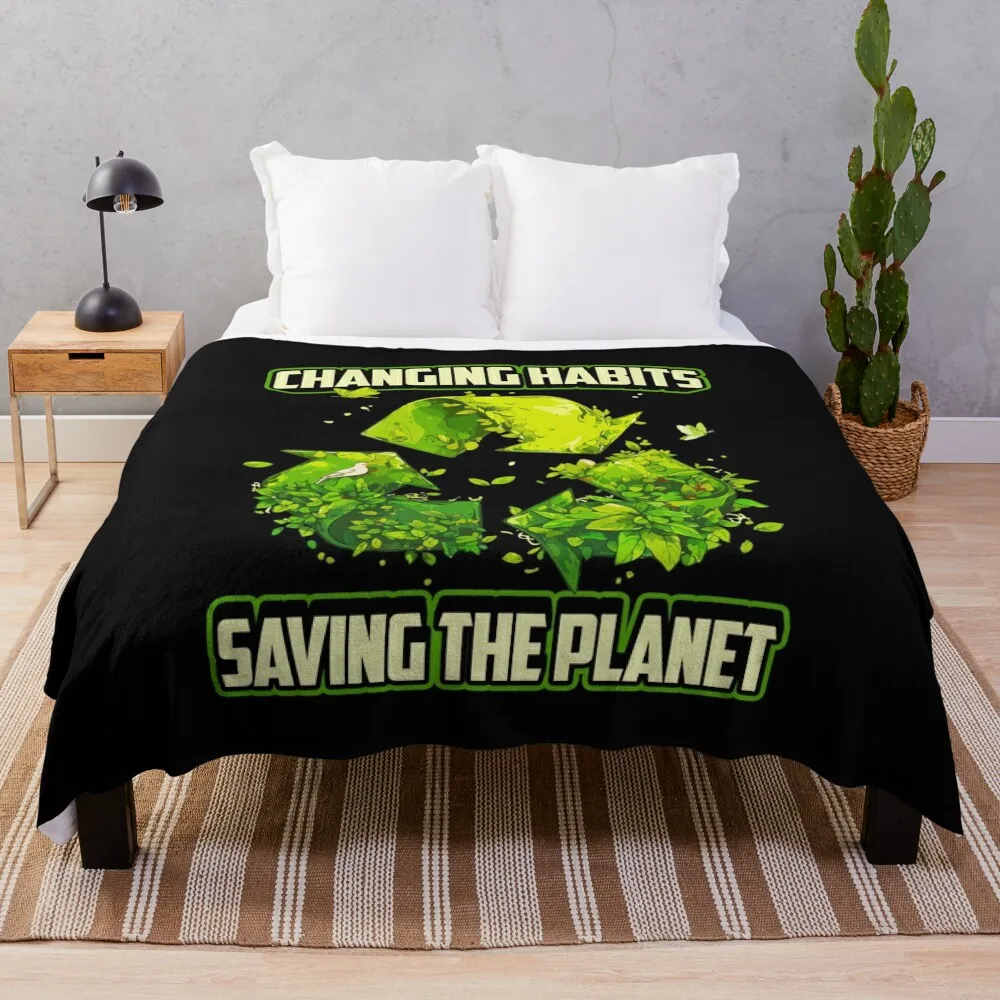 Changing Habits Saving The Planet Environmentalist Throw Blanket halloween manga Blankets