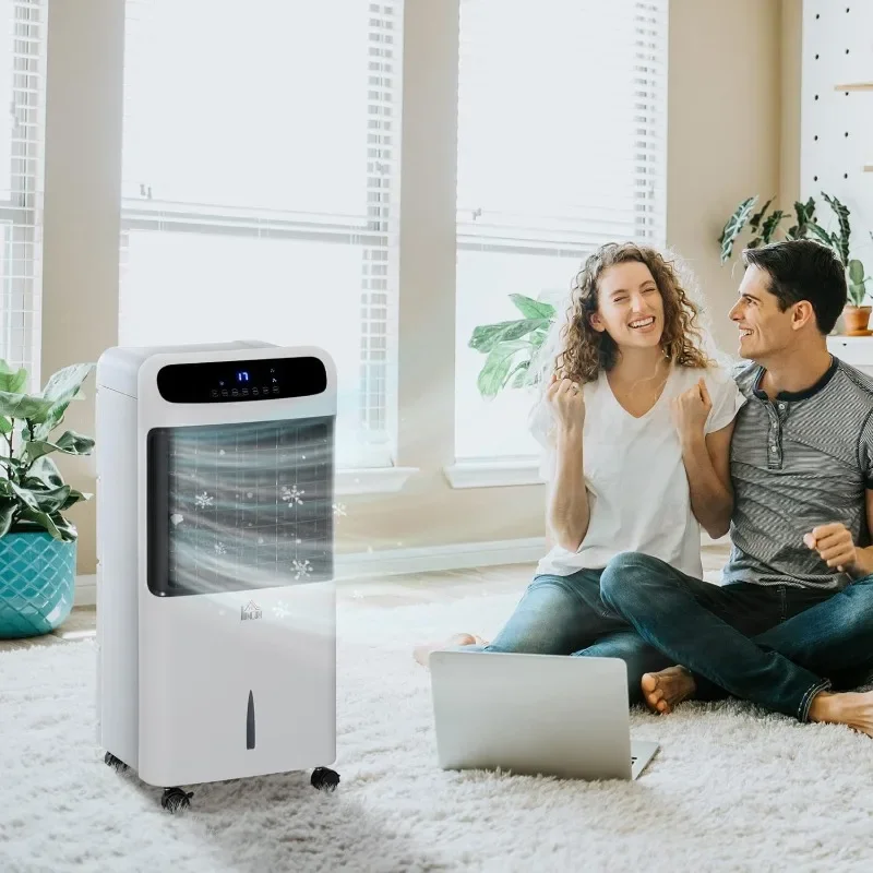 

32" Evaporative Air Cooler, 60° Oscillating, 3-In-1 Ice Cooling Fan, Portable Swamp Cooler with Humidifier