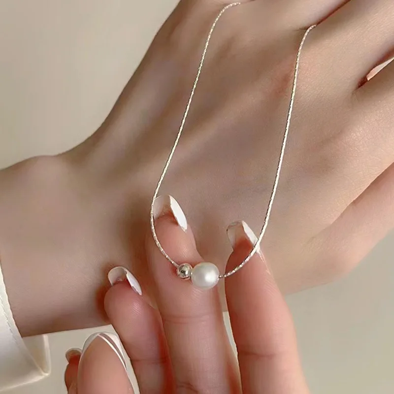 هدية عيد الميلاد 925 فضة رائعة اللؤلؤ قلادة الفرنسية خمر نمط طوق سلسلة مجوهرات فاخرة هدية عيد