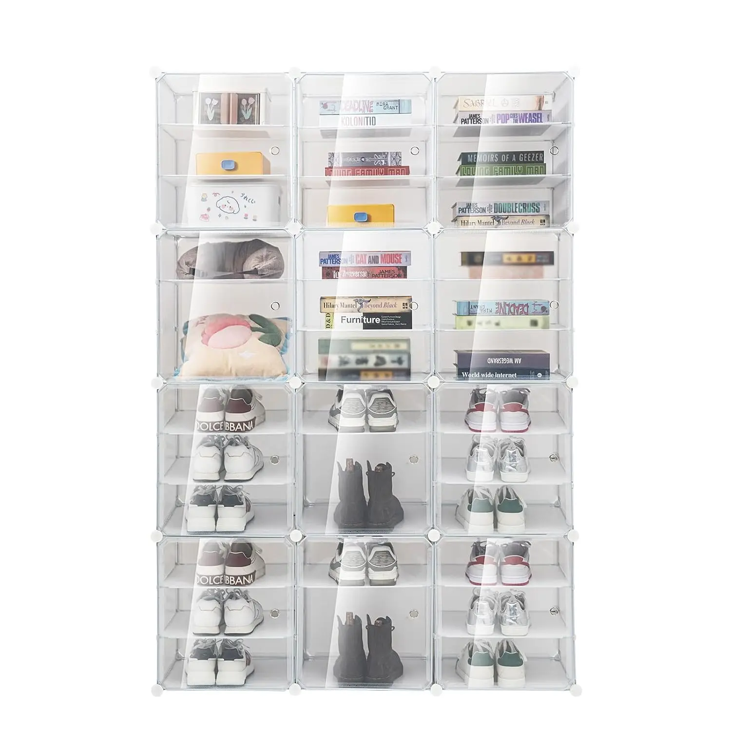 

12-Tier Shoe Rack - 72 Pairs Shoe Storage Organizer - Stackable, Portable Cabinet (3-Tier Box X 12), Customized
