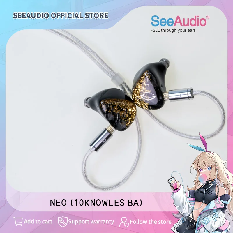 SeeAudio Neo HIFI Earphones In Ear 10BA Knowles Monitors Earphones Sports Wired IEM with 2Pin 0.78mm Detachable Cable Headphones