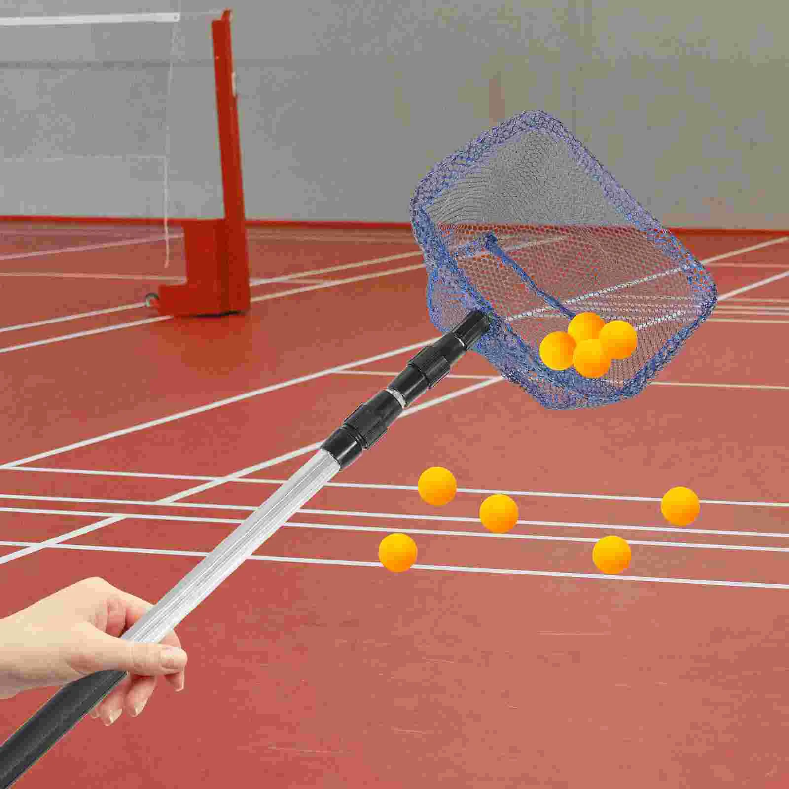 Table Tennis Pick-up Net Mesh Bag Telescopic Handle Picker Small Balls Collector Bags Portable Plastic Large Capacity