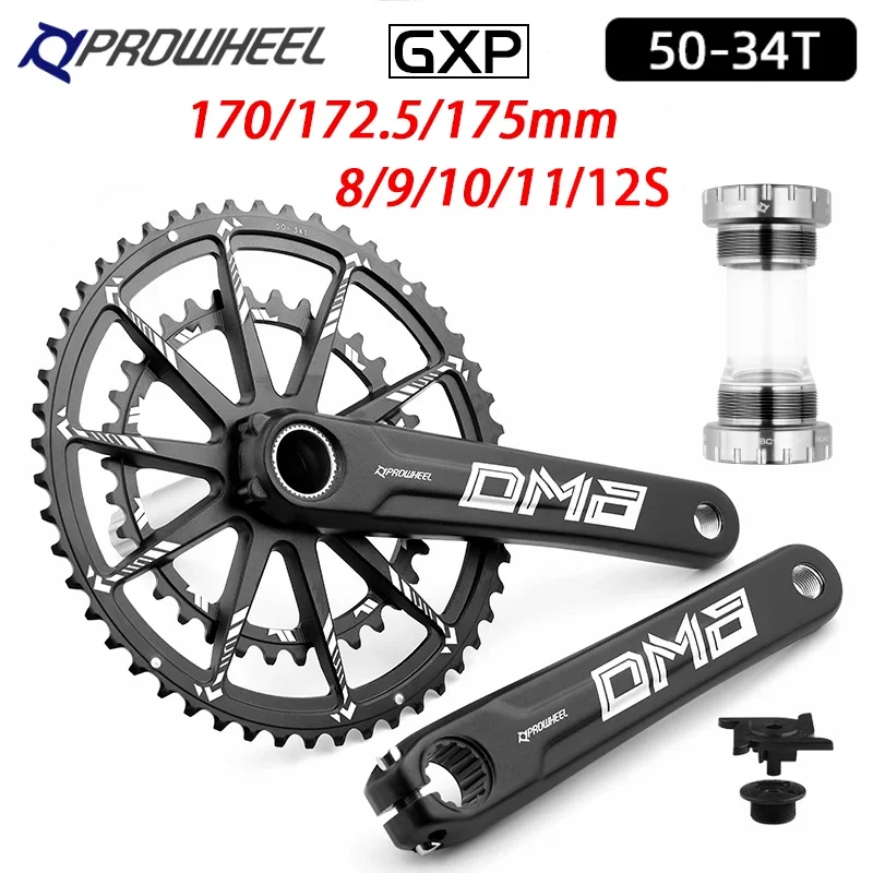 Prowheel 34T/50T Sprocket Crankset 170 172.5 175mm Double Chainring Hollow Integrated crank arms For 8/9/10/11/12Speed Road Bick