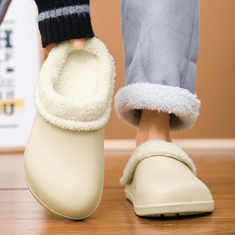 

Winter Men's Warm Cotton Slippers Plush Slides Outdoor Indoor Warm Shoes Men Women Home Bedroom Cotton Slippes Big Size 46-47