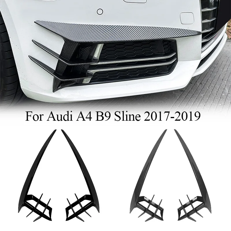 

Car Front Bumper Canard Side Splitter Fog Lamp Sticker For Audi A4 B9 Sline 2017-2019 Car Front Spoiler Kit Front Lip Trim