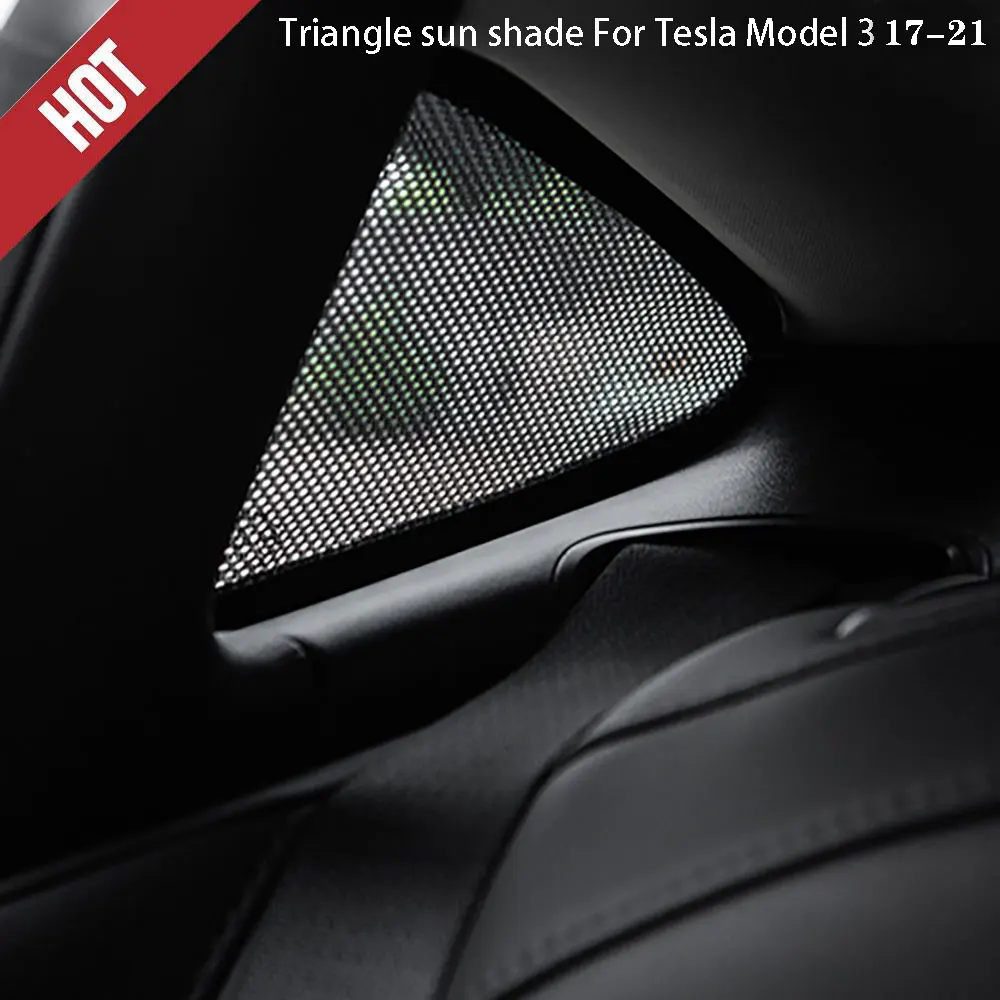 for Tesla model 3 2017-2023 triangle sun shade Nylon Fabric roof sunshade sunshade 2PCS