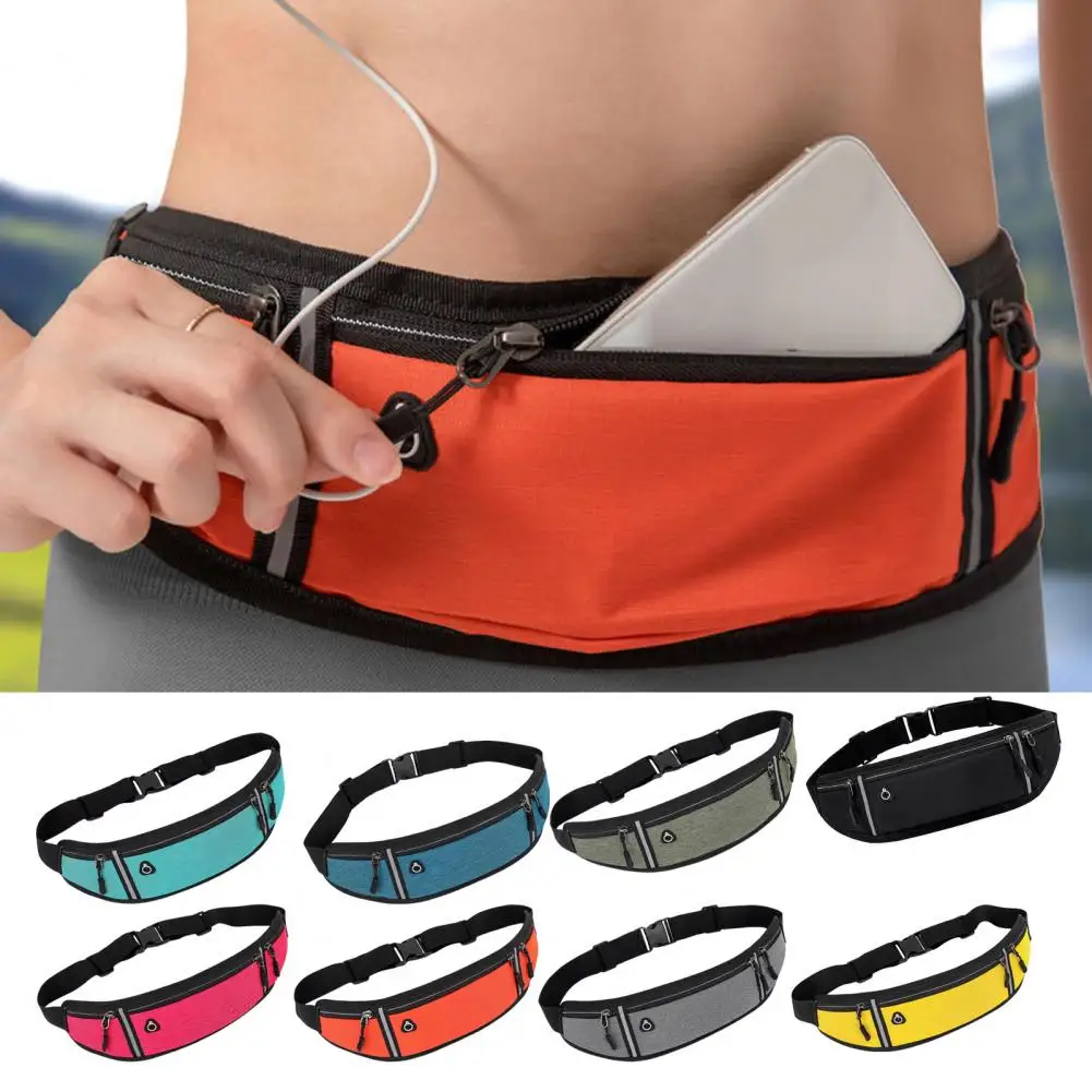 

Running Phone Bag Night Reflective Strip Multi Pockets Sweat Absorbing Zipper Storage Portable Outdoor Running Sports Waist Bag