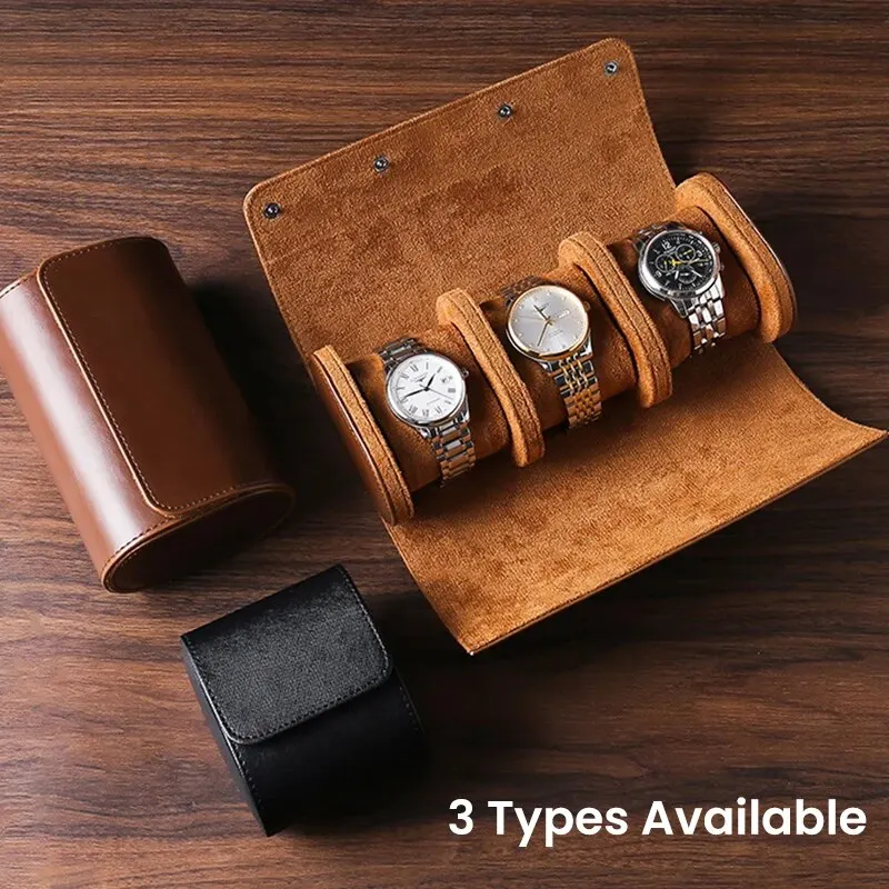 Vintage Watch Storage Holder Travel Watch Case Roll Organizer for Men Vegan Faux Leather Watch Display Case for Collection