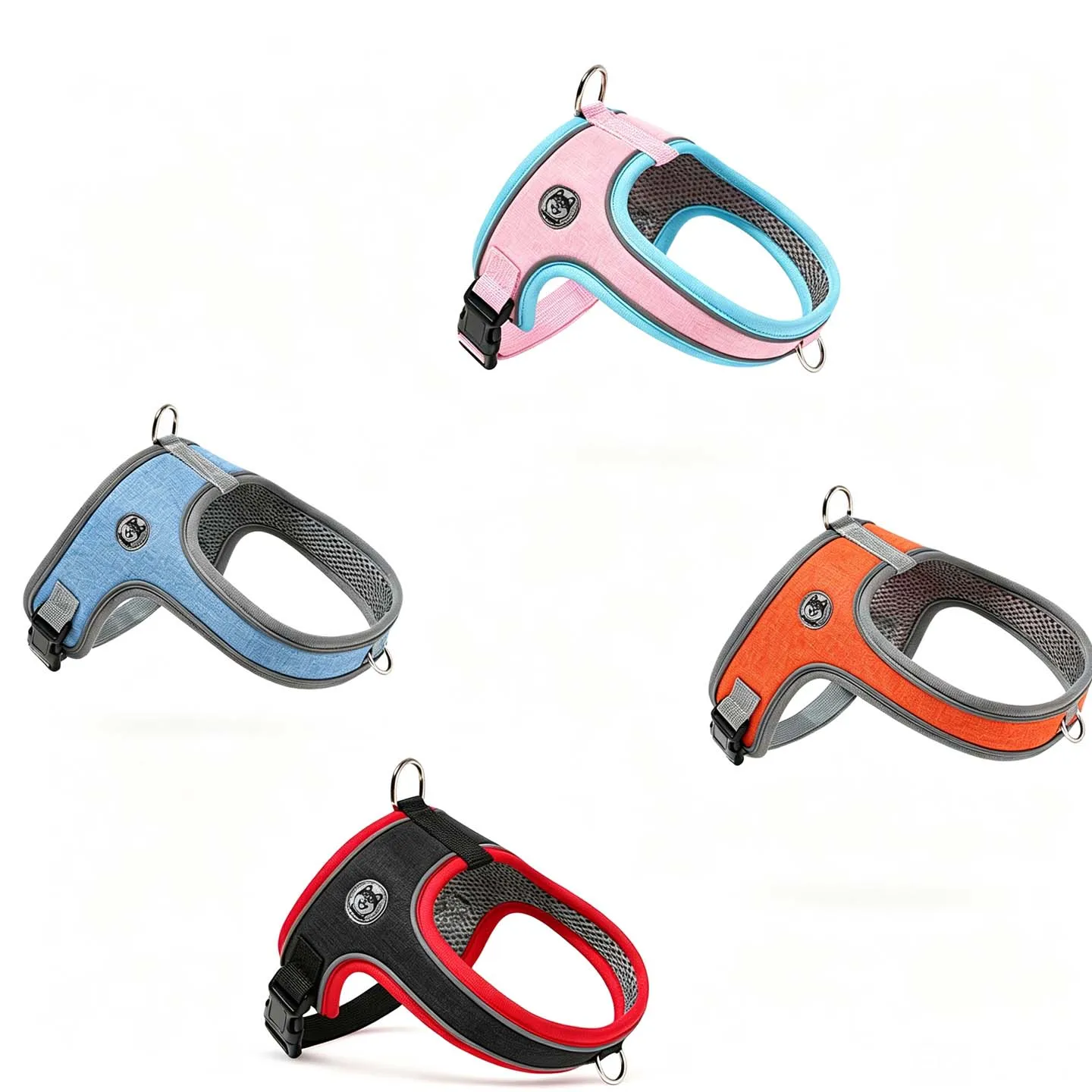 Plain Color Simplicity，Step In Vest Dog Harness，One Second On Off，Breathable Air Mesh Lining，Reflective Stripe Trim