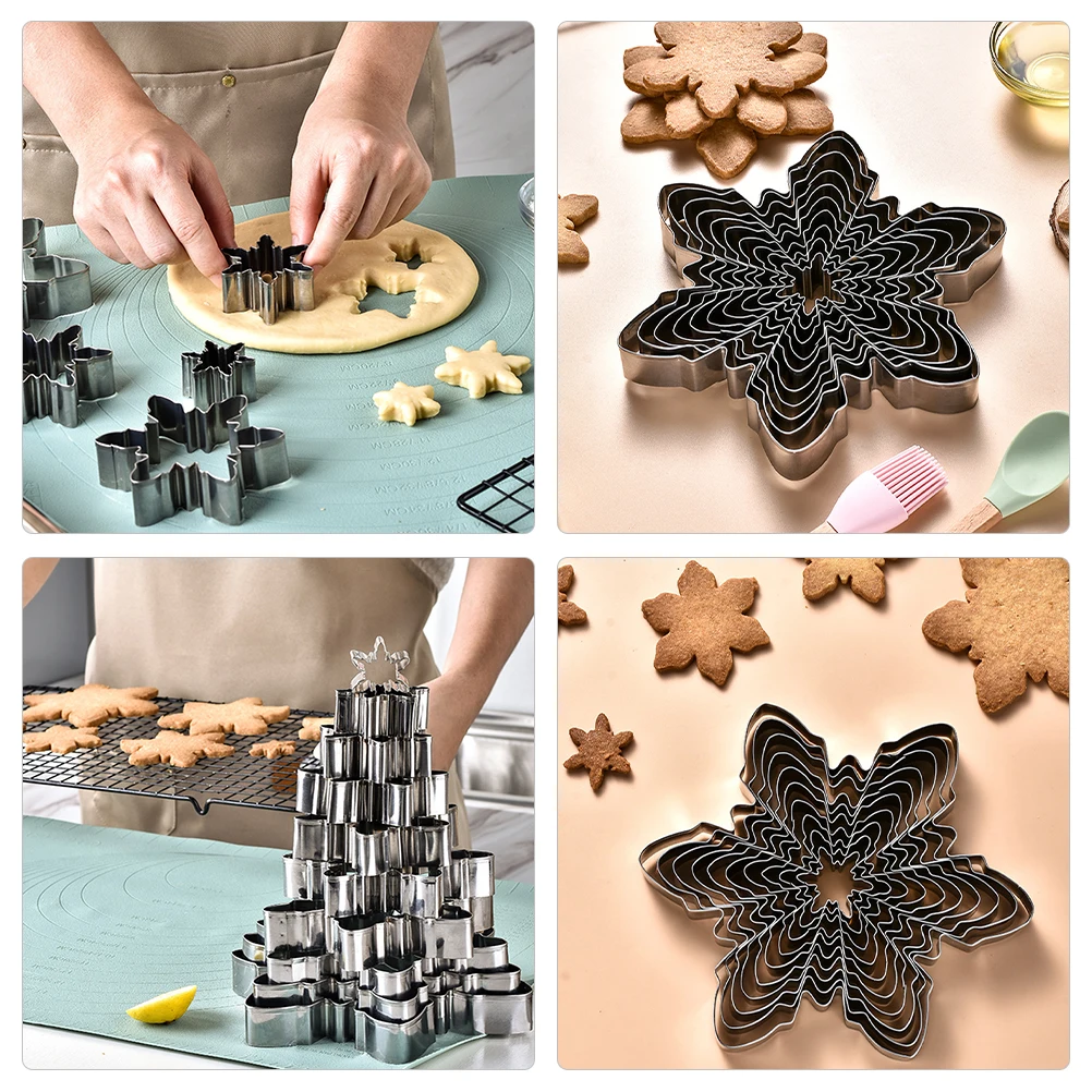 

1 set Snowflake Stainless Steel Biscuit Mold Reusable Compact Christmas Snowflake Cookies Cutter Set Baking Tools