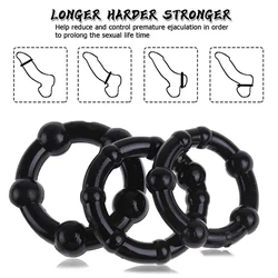 3PCS Penis Rings Crystal Delay Cockring Silicone Bdsm Bondage Erotic Accessories Prostate Adult Sex Toys For Men Male Chastity